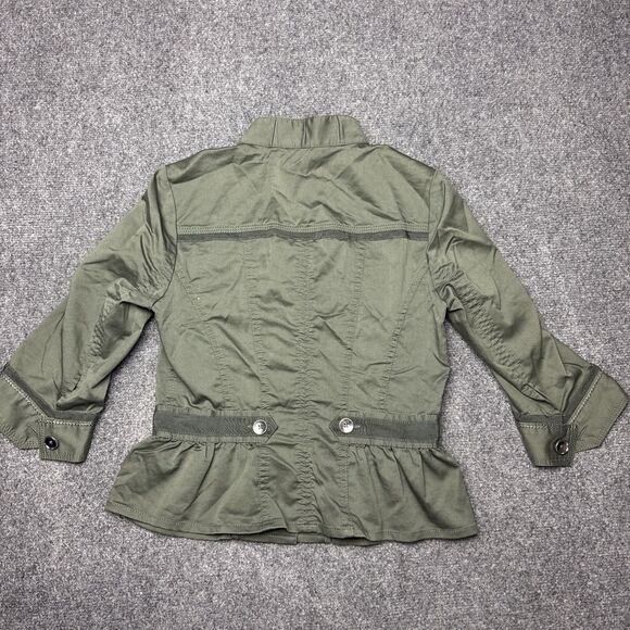 White House Black Market WHBM Khaki Green Button Up Stretch Fit Jacket Size 0 - Picture 5 of 8